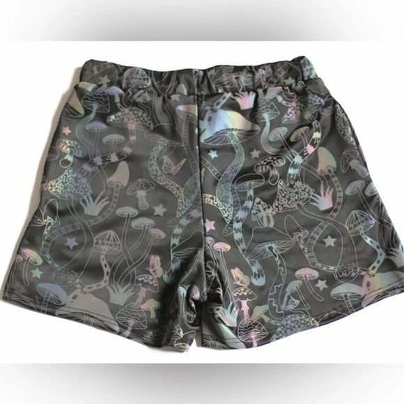 Unisex Reflective Psychedelic Mushroom Shorts, XS - Picture 4 of 14